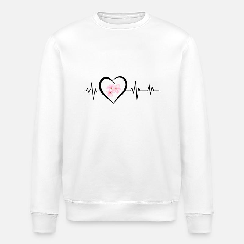 Kirschblüten-Herzschlag - Stanley/Stella Unisex Bio-Sweatshirt ROLLER - Weiß