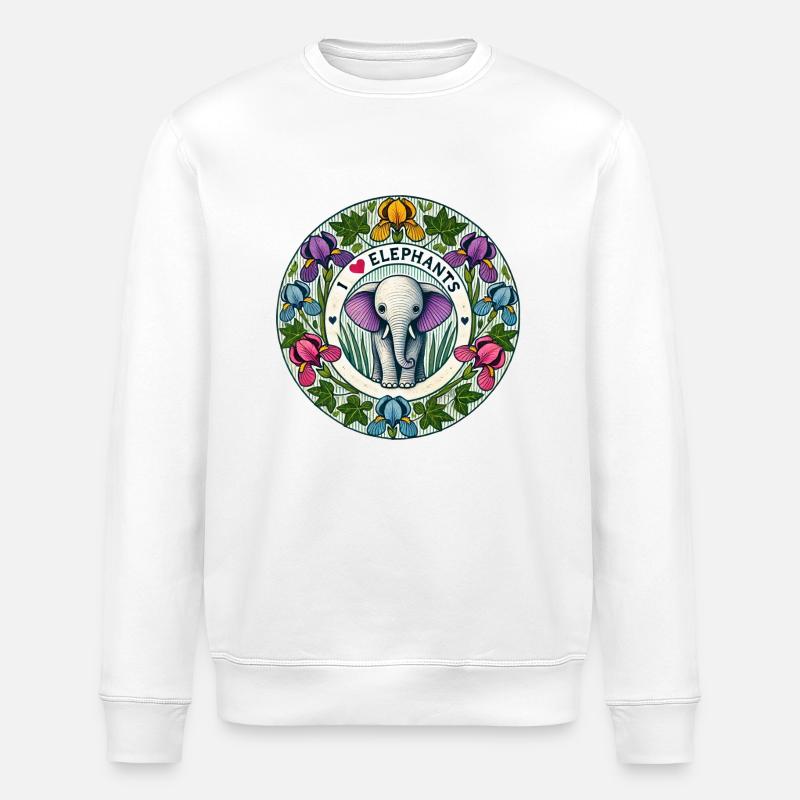 Ich liebe Elefanten - Stanley/Stella Unisex Bio-Sweatshirt ROLLER - Weiß
