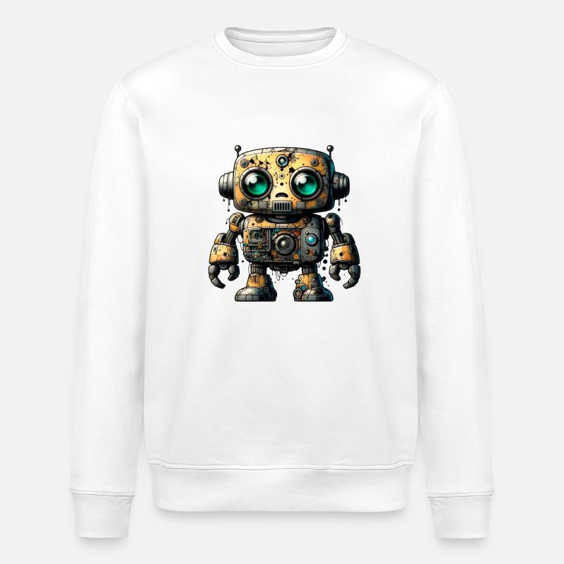 Melancholischer Roboter - Stanley/Stella Unisex Bio-Sweatshirt ROLLER - Weiß