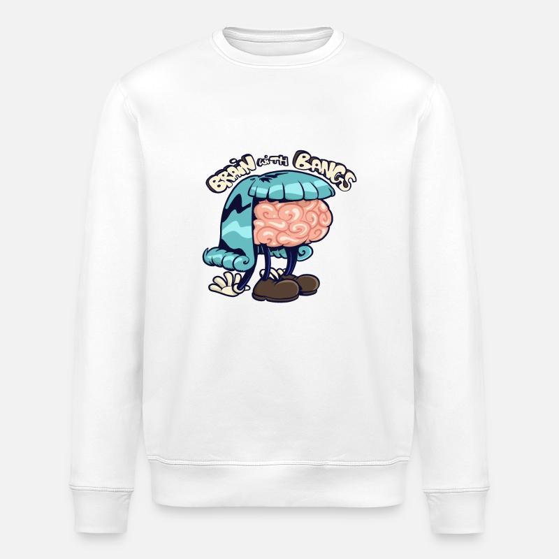 brain with bangs - Stanley/Stella ROLLER Unisex Organic Sweatshirt - white