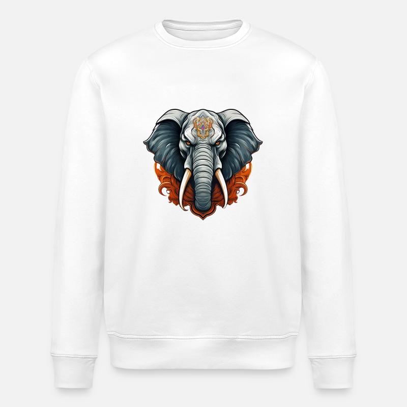 Wild angry pugnacious combative elephant - Stanley/Stella ROLLER Unisex Organic Sweatshirt - white