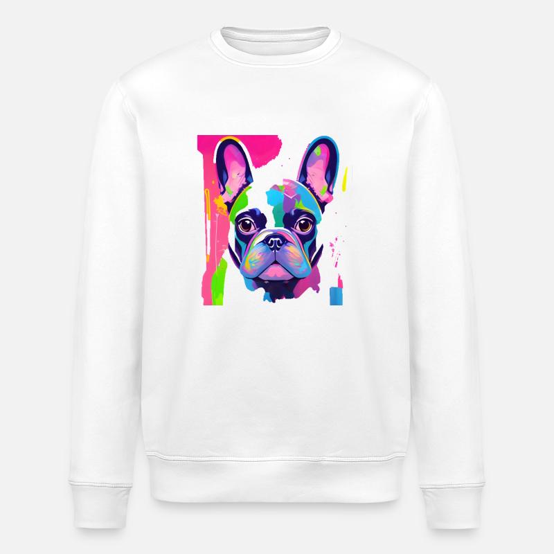 Bulldogge bunt - Stanley/Stella Unisex Bio-Sweatshirt ROLLER - Weiß
