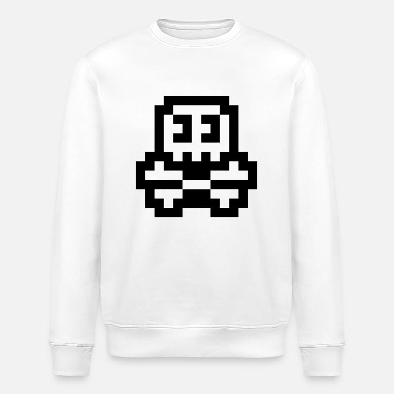 Crâne mignon 8bit - Sweat bio ROLLER Stanley/Stella Unisexe - blanc