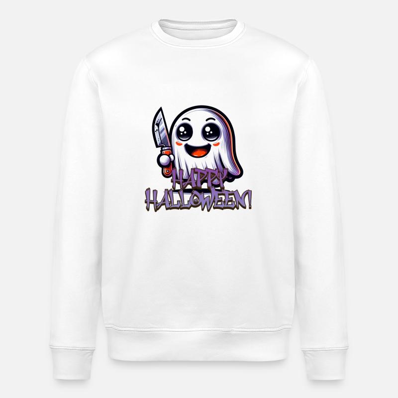 Halloween Geist - Stanley/Stella Unisex Bio-Sweatshirt ROLLER - Weiß
