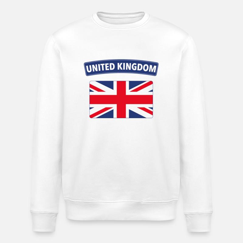 1172 Angleterre drapeau hommes dames - Sweat bio ROLLER Stanley/Stella Unisexe - blanc