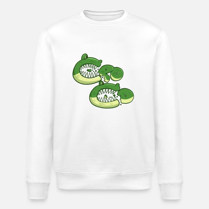 Hungriges Krokodil - Stanley/Stella Unisex Bio-Sweatshirt ROLLER - Weiß