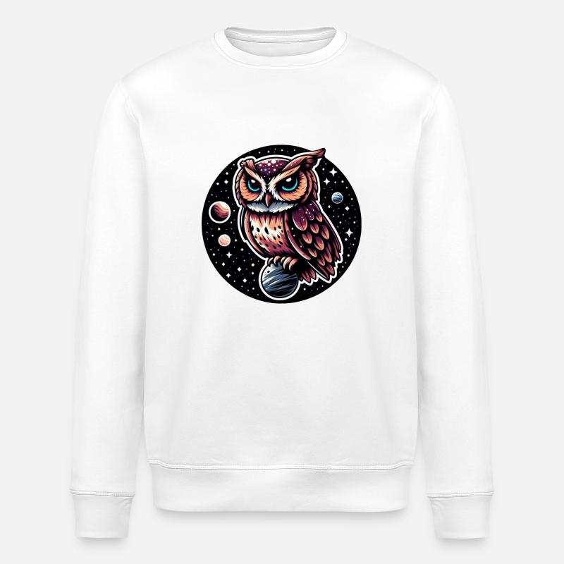 Kosmische Eule Illustration - Stanley/Stella Unisex Bio-Sweatshirt ROLLER - Weiß