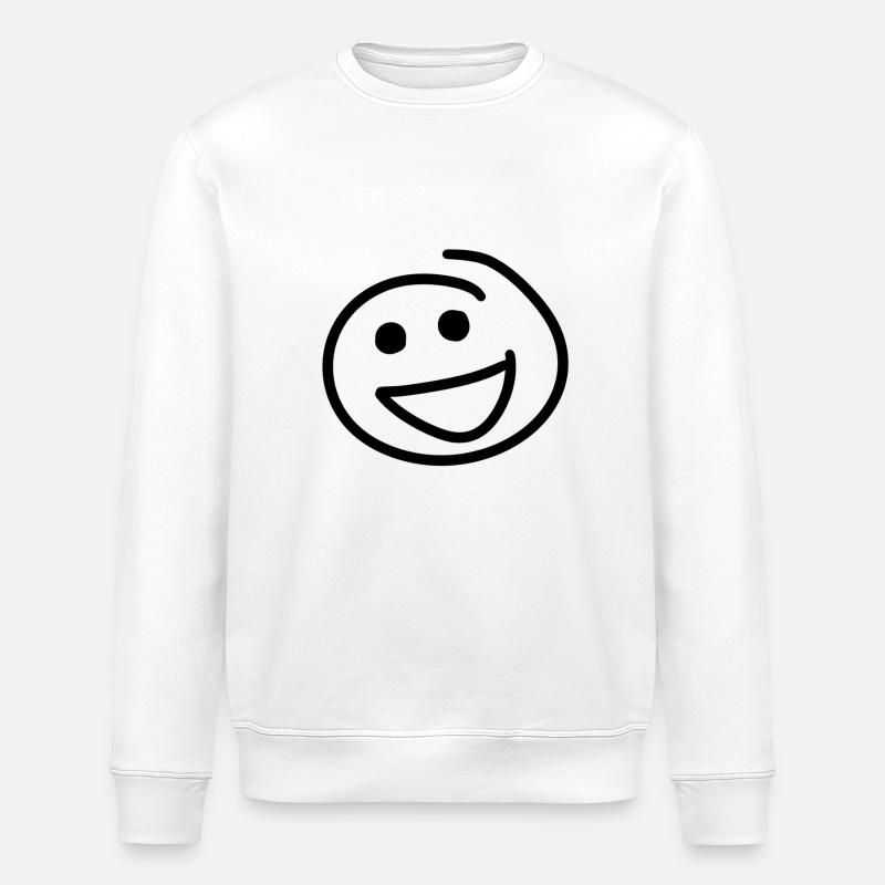 Lachendes glückliches Gesicht - Stanley/Stella Unisex Bio-Sweatshirt ROLLER - Weiß