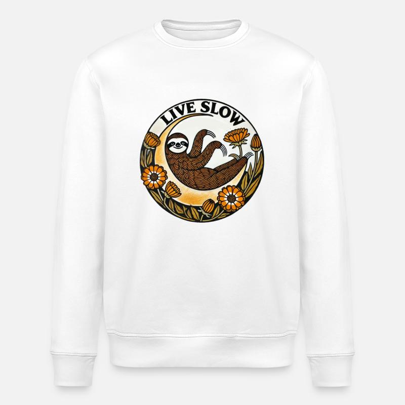 Lebe Slow Sloth - Stanley/Stella Unisex Bio-Sweatshirt ROLLER - Weiß