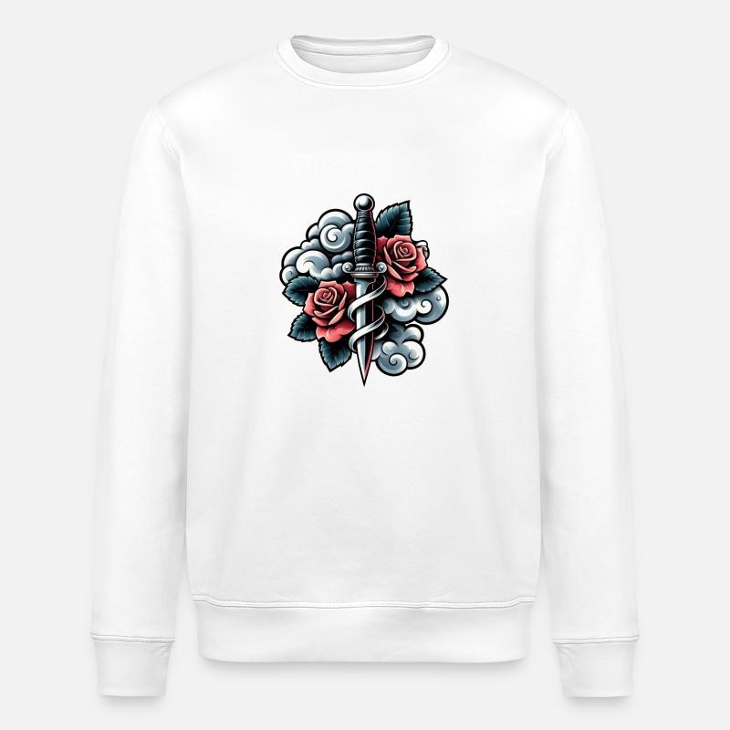 Rose und Dolch - Stanley/Stella Unisex Bio-Sweatshirt ROLLER - Weiß