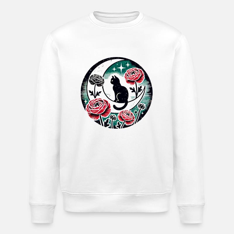 Lune chat noir - Sweat bio ROLLER Stanley/Stella Unisexe - blanc