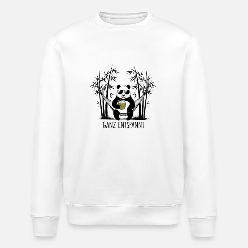 Ganz entspannt – Panda Design - Stanley/Stella Unisex Bio-Sweatshirt ROLLER - Weiß