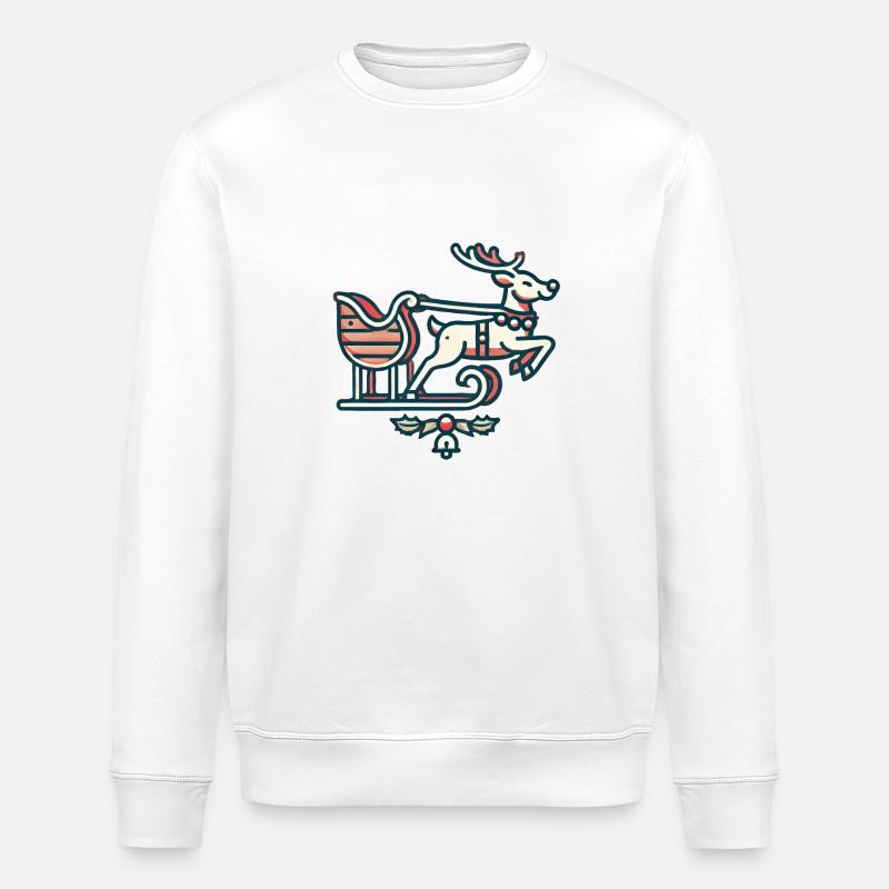 Rentier am Schlitten - Stanley/Stella Unisex Bio-Sweatshirt ROLLER - Weiß