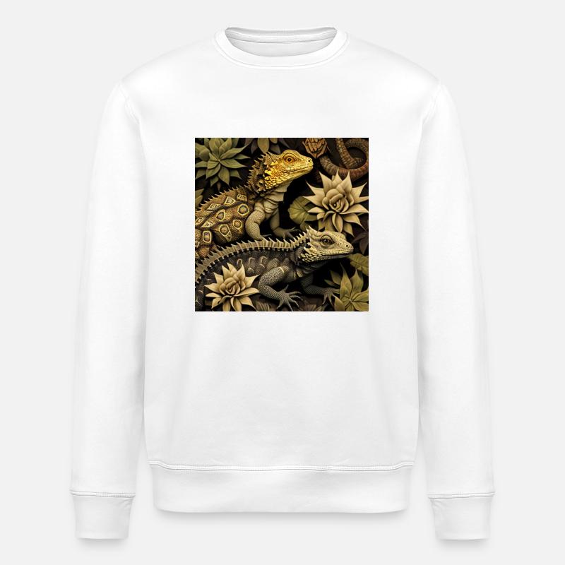 Schimmernde Reptilien - Stanley/Stella Unisex Bio-Sweatshirt ROLLER - Weiß