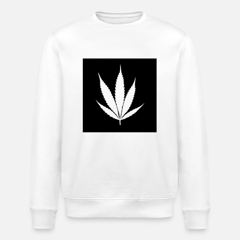 Feuille de cannabis noir classique - Sweat bio ROLLER Stanley/Stella Unisexe - blanc