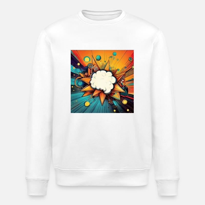 Vibrant Abstract Explosive Cloud Design - Stanley/Stella ROLLER Unisex Organic Sweatshirt - white