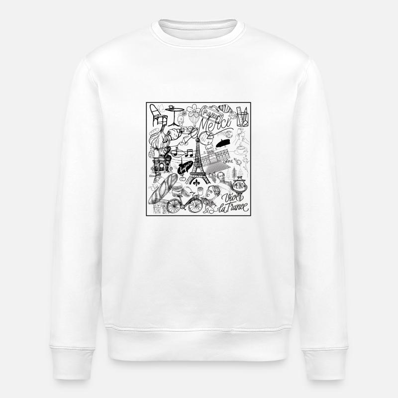 Paris Illustration Doodle Design - Stanley/Stella ROLLER Unisex Organic Sweatshirt - white