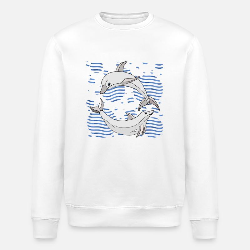 Dolphins - Stanley/Stella ROLLER Unisex Organic Sweatshirt - white