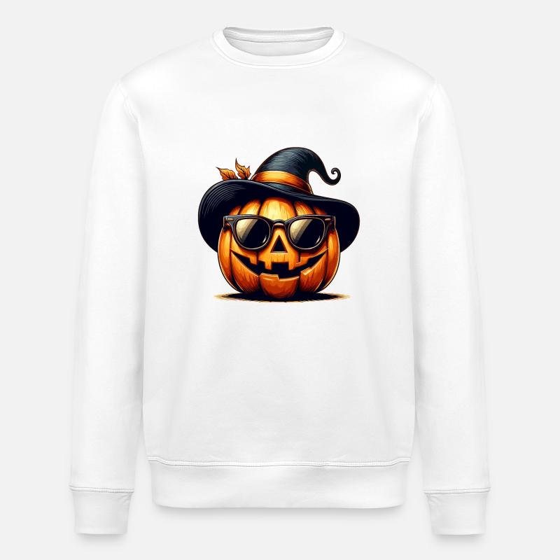 Kürbis Halloween Spaß - Stanley/Stella Unisex Bio-Sweatshirt ROLLER - Weiß