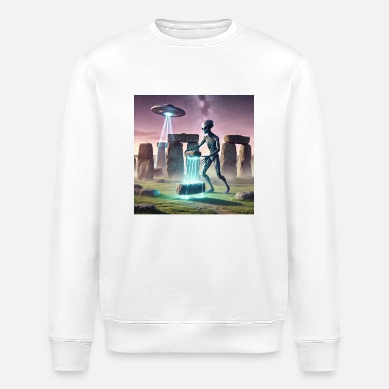 Alien construit Stonehenge - Sweat bio ROLLER Stanley/Stella Unisexe - blanc