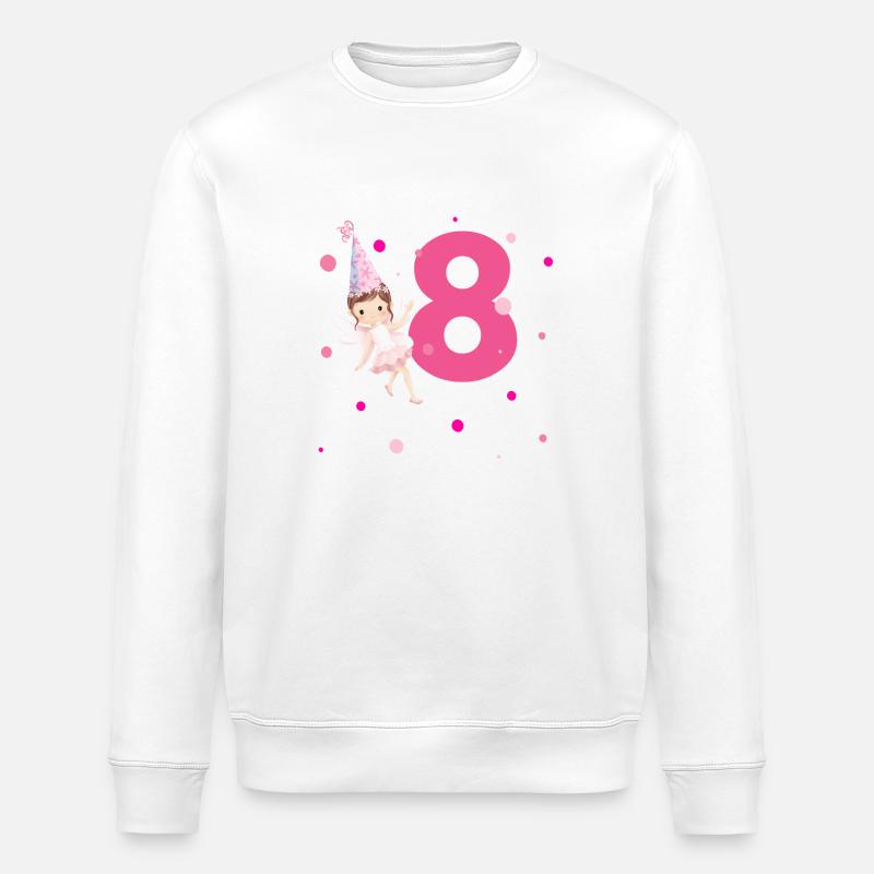 8e anniversaire fée rose - Sweat bio ROLLER Stanley/Stella Unisexe - blanc