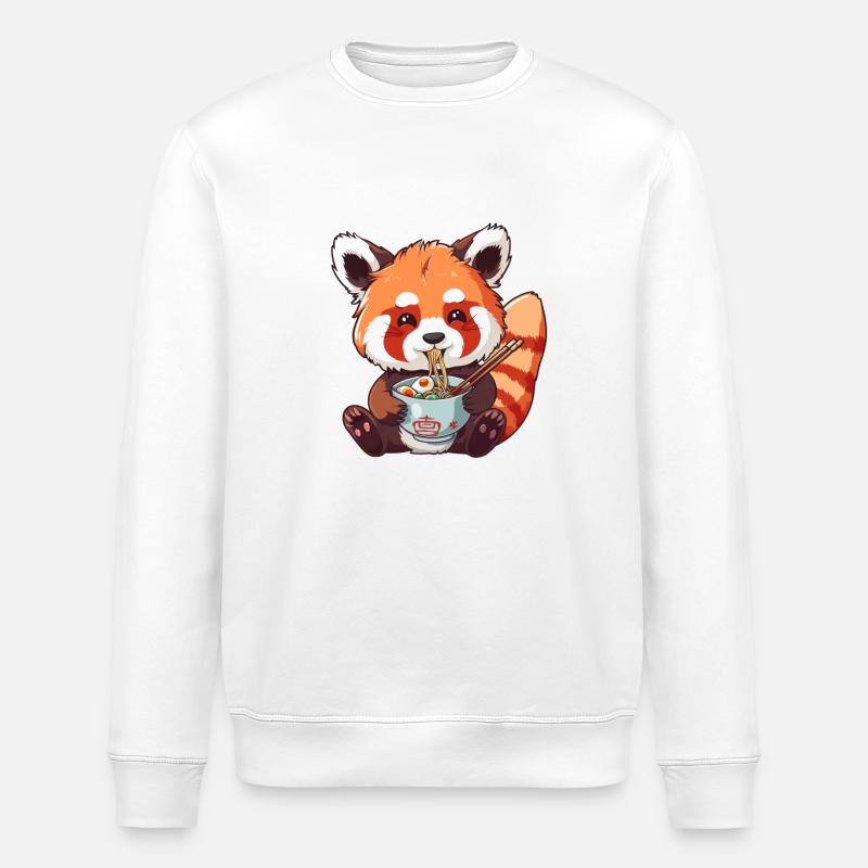 Red Panda Little Panda Ramen - Stanley/Stella ROLLER Unisex Organic Sweatshirt - white