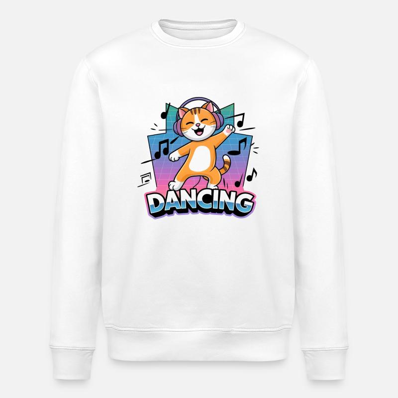 Dancing cat - Stanley/Stella ROLLER Unisex Organic Sweatshirt - white