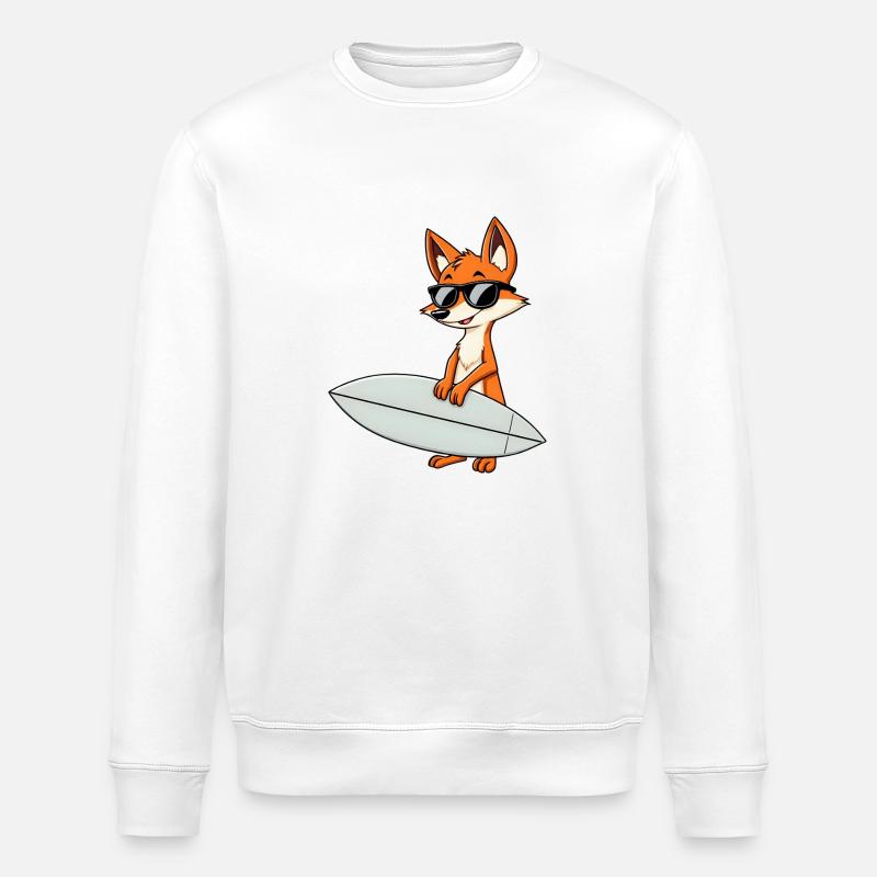 Confident Fox Surfboard Action - Sonnenbrille - Stanley/Stella Unisex Bio-Sweatshirt ROLLER - Weiß