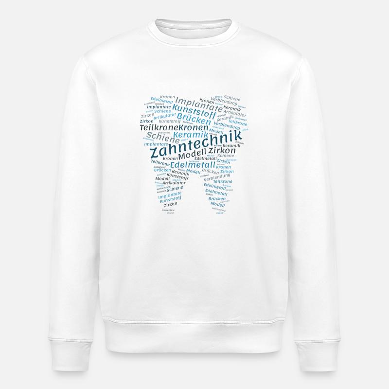 Dental Technology Wordcloud blue - Stanley/Stella ROLLER Unisex Organic Sweatshirt - white