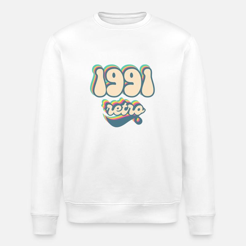 1991 Retro Geschenkidee - Stanley/Stella Unisex Bio-Sweatshirt ROLLER - Weiß