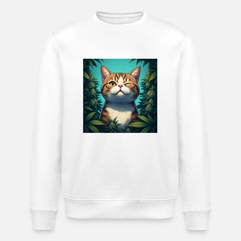 Der entspannte Kater - Stanley/Stella Unisex Bio-Sweatshirt ROLLER - Weiß