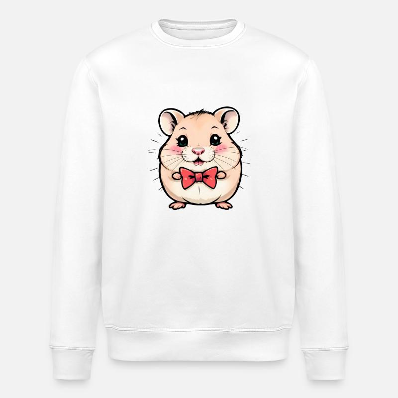 Entzückender Hamster mit roter Fliege - Stanley/Stella Unisex Bio-Sweatshirt ROLLER - Weiß