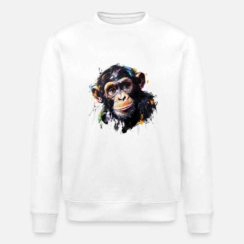 Der Schimpanse – Unser nächster Verwandter - Stanley/Stella Unisex Bio-Sweatshirt ROLLER - Weiß