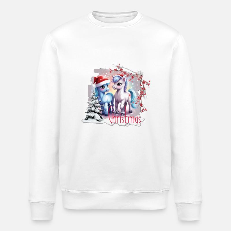 MerryChristmasPonys - Stanley/Stella Unisex Bio-Sweatshirt ROLLER - Weiß
