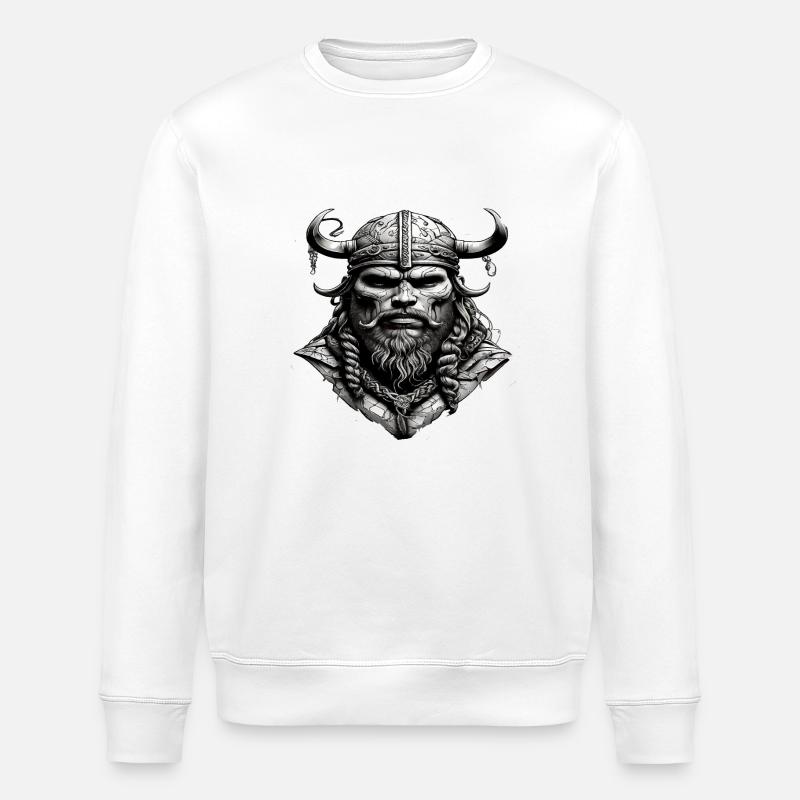 Crâne Viking - Sweat bio ROLLER Stanley/Stella Unisexe - blanc