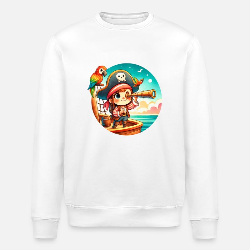 Piratenschädel für Mädchen - Stanley/Stella Unisex Bio-Sweatshirt ROLLER - Weiß