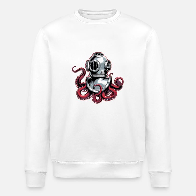 Calmar avec casque de plongée - Sweat bio ROLLER Stanley/Stella Unisexe - blanc
