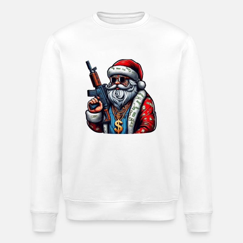 Weihnachtsmann mit AK 47 - Stanley/Stella Unisex Bio-Sweatshirt ROLLER - Weiß
