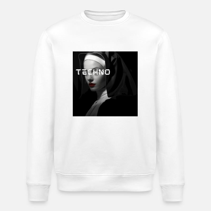Techno Nun - Rave Design - Stanley/Stella Unisex Bio-Sweatshirt ROLLER - Weiß