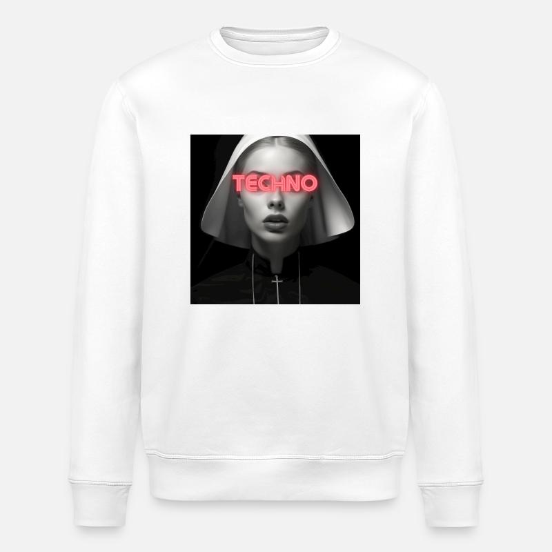The Techno Nun - Rave Design - Stanley/Stella ROLLER Unisex Organic Sweatshirt - white