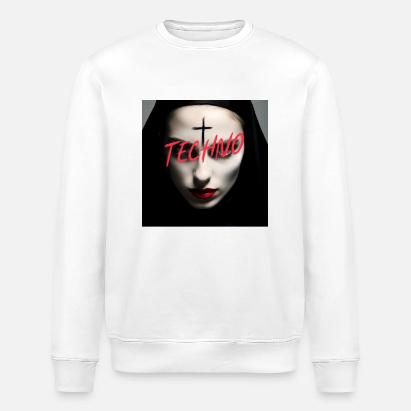 Satanic Techno Nun - Rave Design - Stanley/Stella Unisex Bio-Sweatshirt ROLLER - Weiß