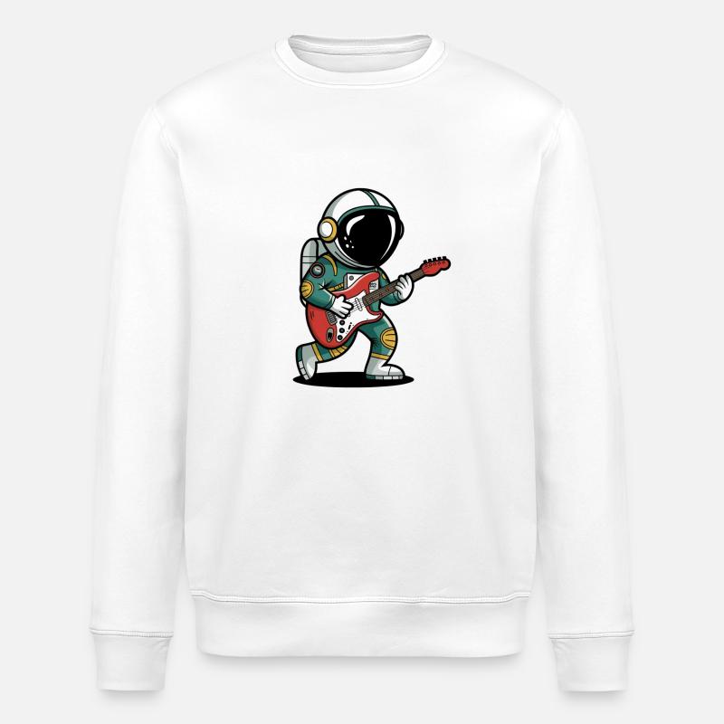Spaceman spielt Gitarre - Stanley/Stella Unisex Bio-Sweatshirt ROLLER - Weiß