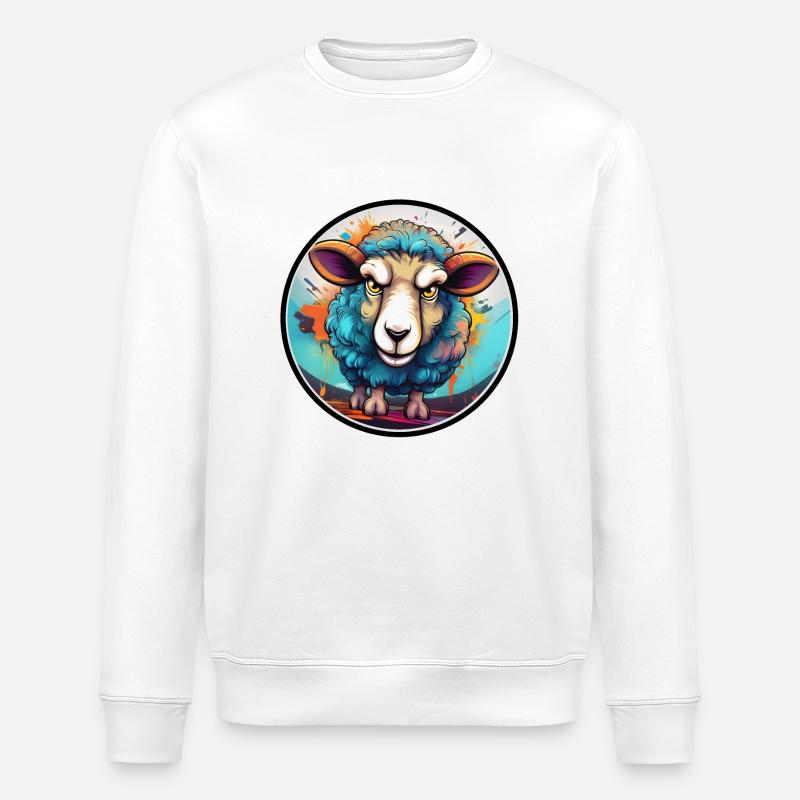 Angry Sheep Graffiti - Stanley/Stella ROLLER Unisex Organic Sweatshirt - white