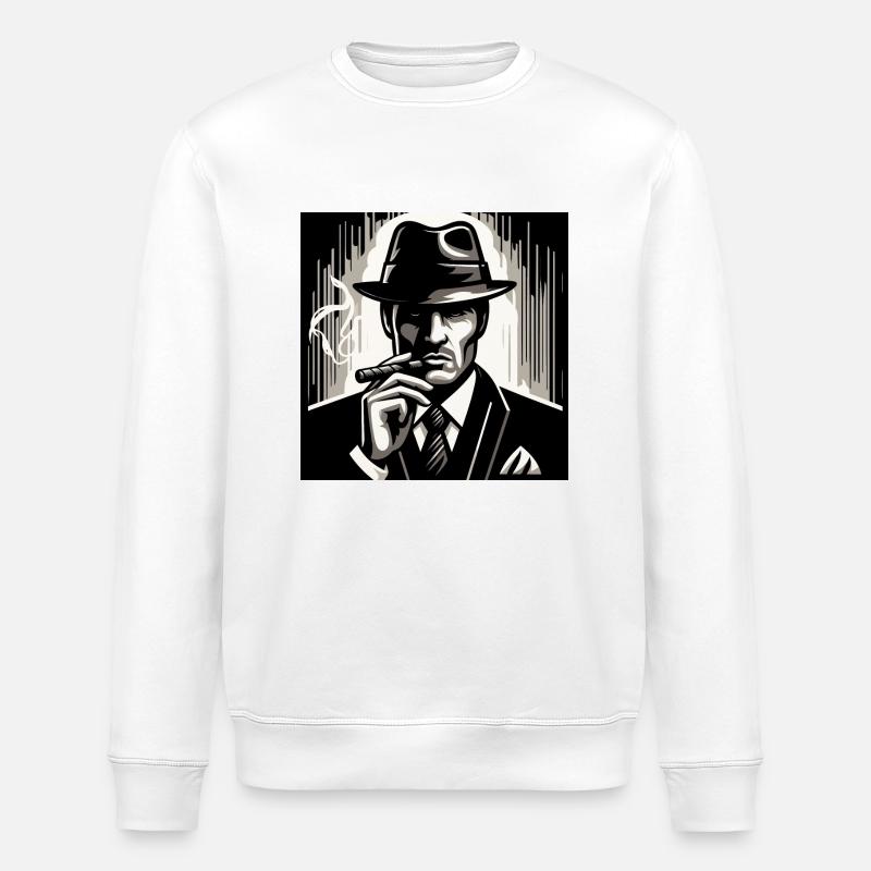 Mysterious man with a cigar - Stanley/Stella ROLLER Unisex Organic Sweatshirt - white