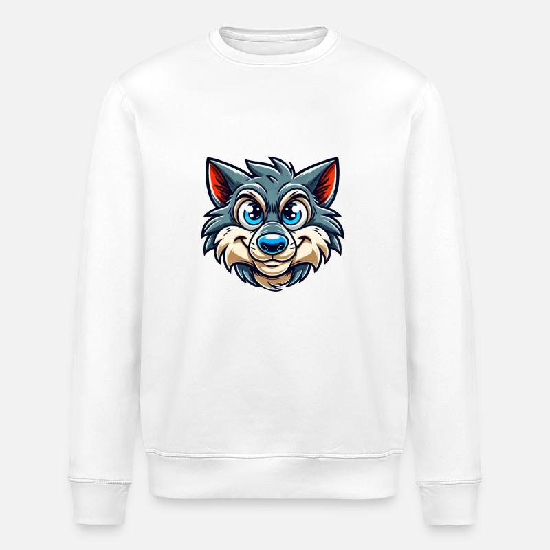 Wolf Comic - Stanley/Stella Unisex Bio-Sweatshirt ROLLER - Weiß
