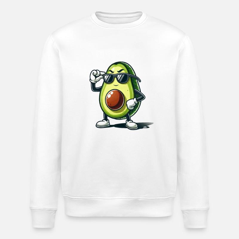 Avocado Comic Cool - Stanley/Stella ROLLER Unisex Organic Sweatshirt - white