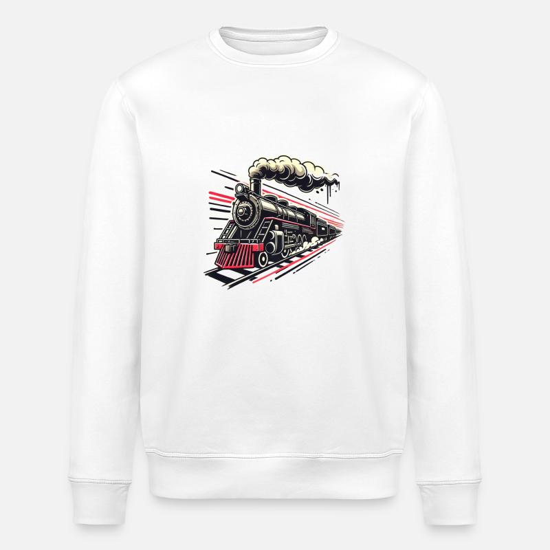 Dampflok Zug Modeleisenbahn - Stanley/Stella Unisex Bio-Sweatshirt ROLLER - Weiß