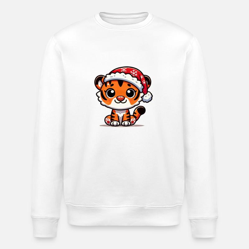 Tiger Weihnachten - Stanley/Stella Unisex Bio-Sweatshirt ROLLER - Weiß