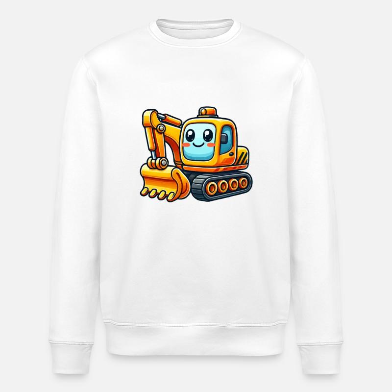 Excavator Comic - Stanley/Stella ROLLER Unisex Organic Sweatshirt - white