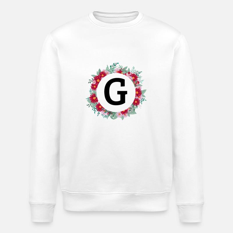 Buchstabe g Blumenkrone - Stanley/Stella Unisex Bio-Sweatshirt ROLLER - Weiß